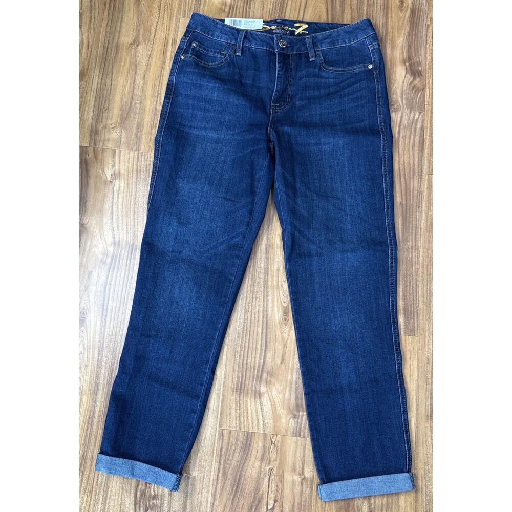 Seven7 Boyfriend Jeans Women's 4 Blue Weekend Easy Fit Preppy‎ Rolled Cuff Denim